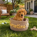 Custom name dog toy basket handmade from soft cotton rope