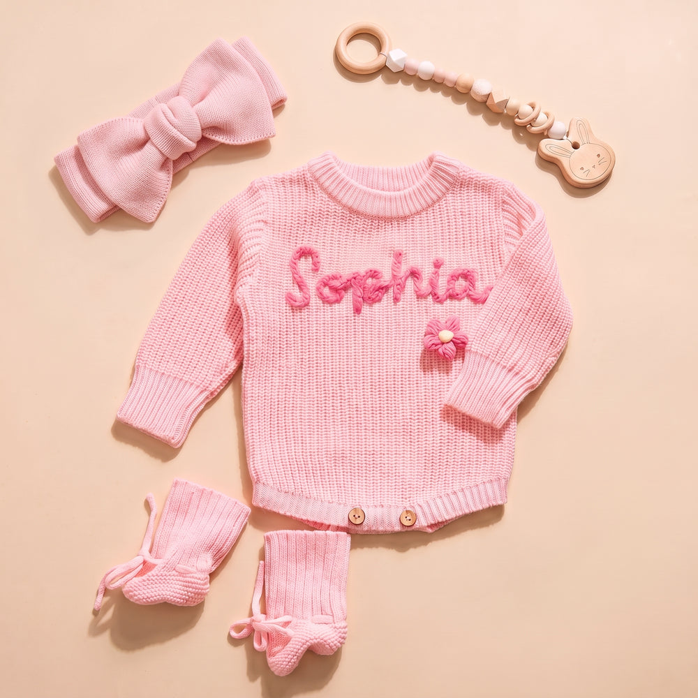 Mamaraya Personalized Knit Baby Headband Sweater Socks Set