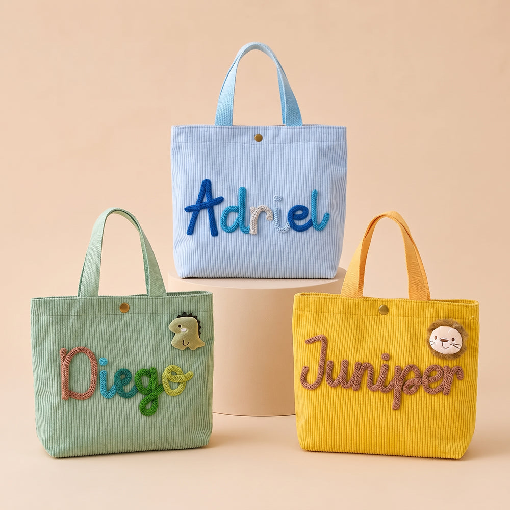 MamaRaya Personalized Kids Corduroy Tote