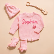 Mamaraya Personalized Knit Baby Beanie Sweater Socks Set