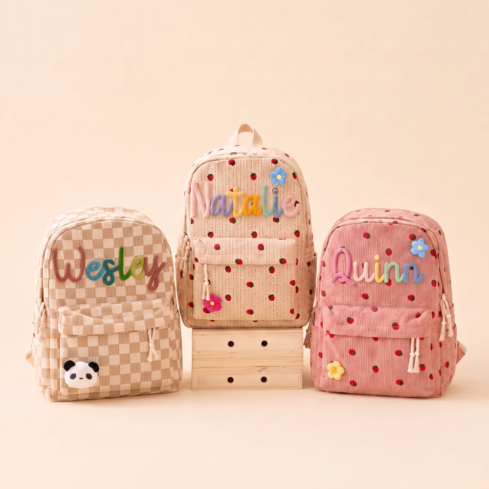 MamaRaya Personalized Patterned Corduroy Backpack