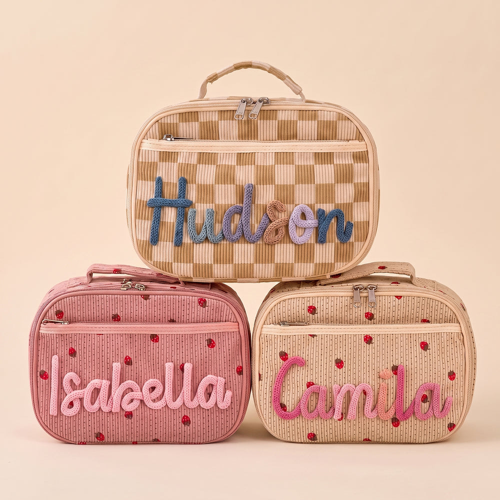 MamaRaya Personalized Checkerboard Strawberry Lunch Bag