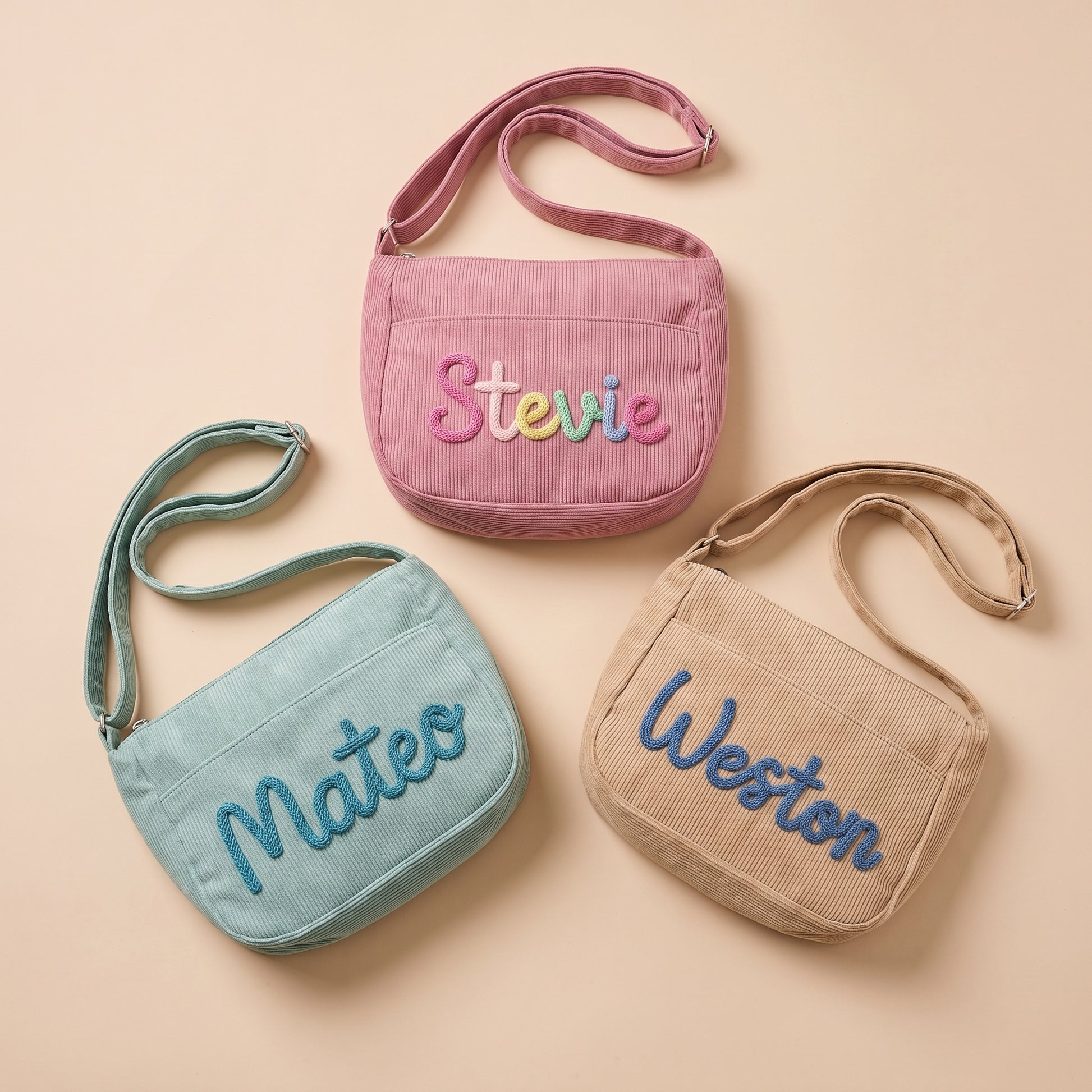 Mamaraya Personalized Corduroy Crossbody Bag with Custom Name