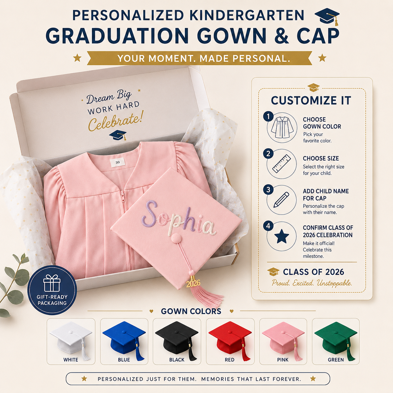 MamaRaya personalized graduation gown and cap gift for kids