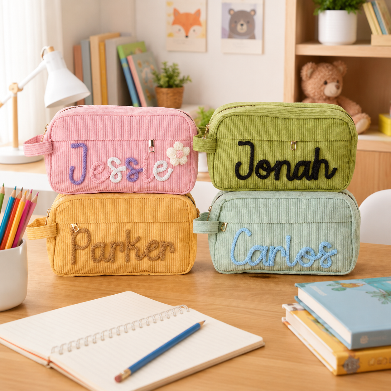 MamaRaya Personalized Kids Pencil Case Custom Name School Pouch