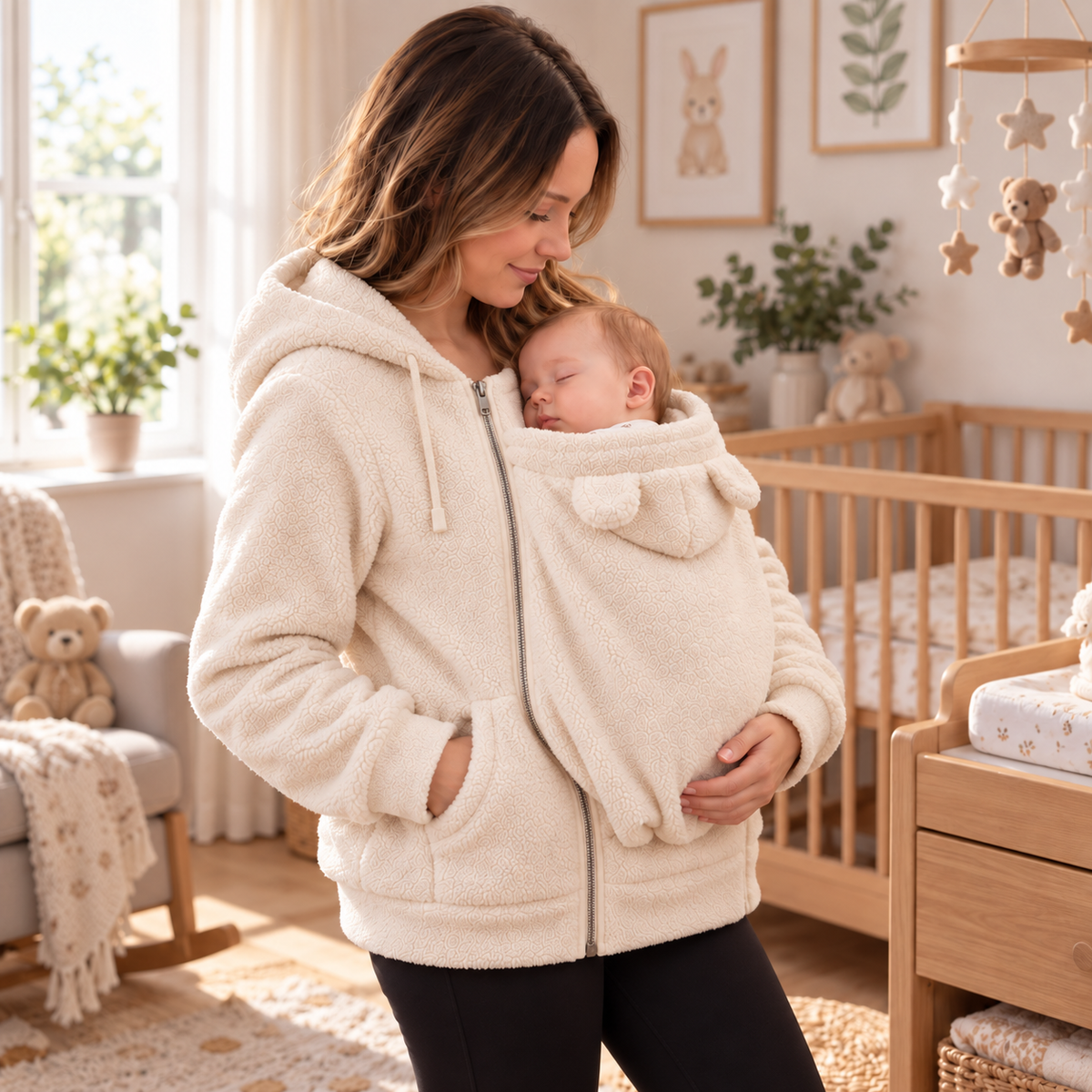 MamaRaya 2-in-1 Sherpa Fleece Babywearing Jacket