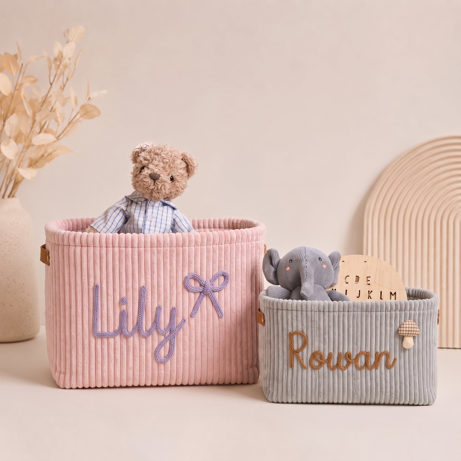 MamaRaya Personalized Corduroy Nursery Basket