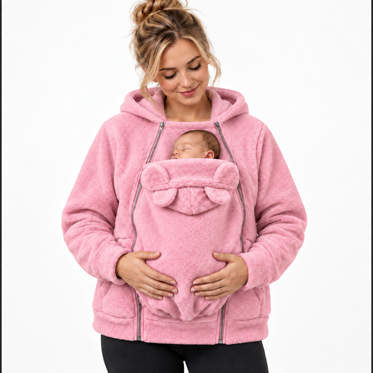 MamaRaya 2-in-1 Sherpa Fleece Babywearing Jacket