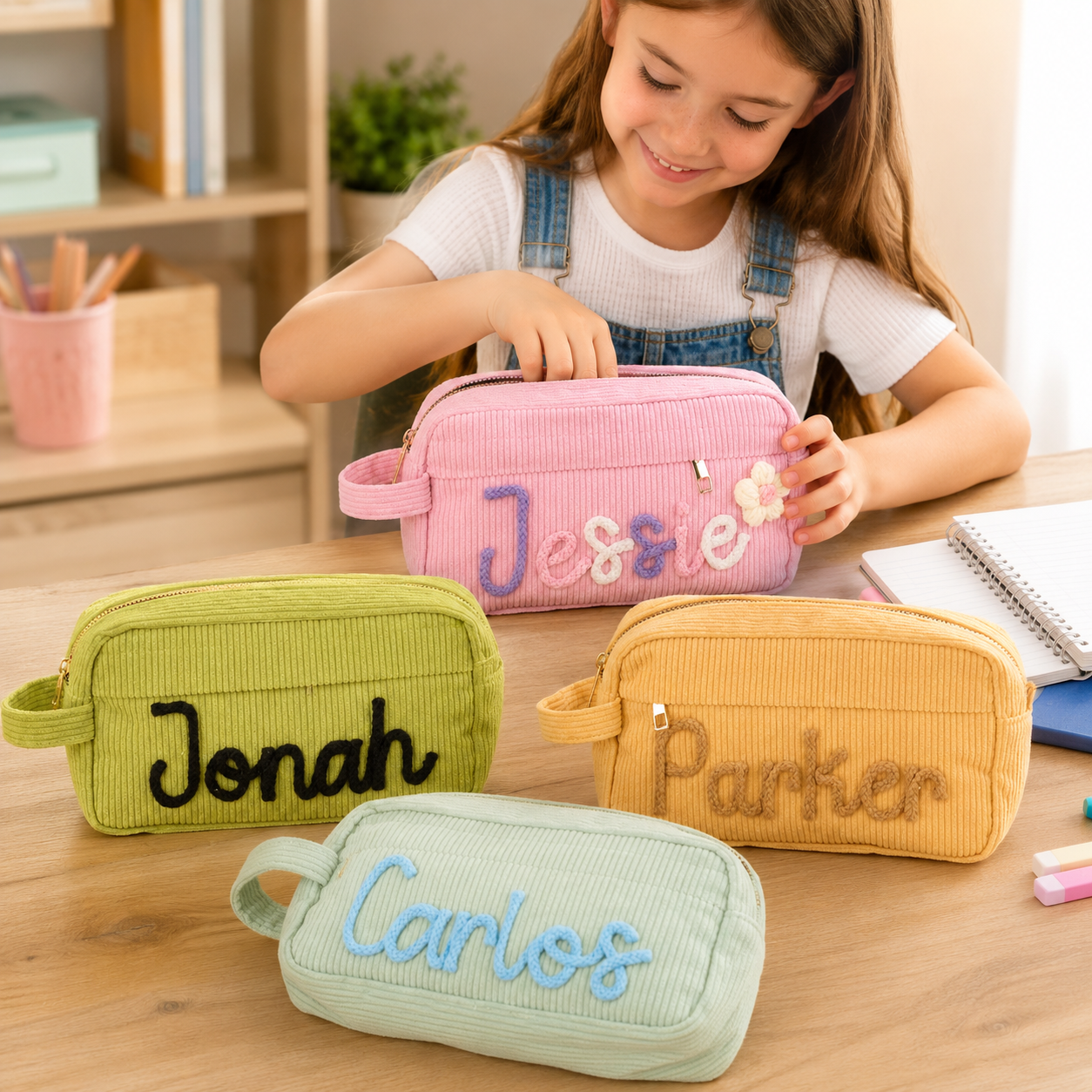 MamaRaya Personalized Kids Pencil Case Custom Name School Pouch