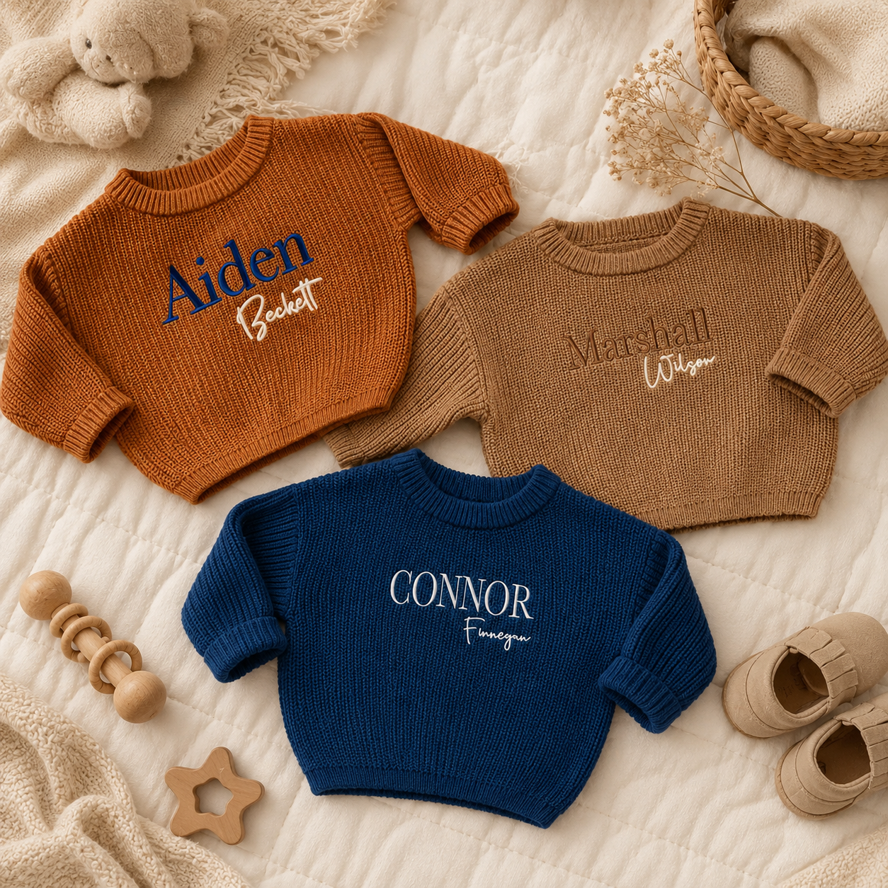 Personalized baby sweater for holiday photos and birthdays