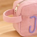 Personalized pencil pouch with side hanging loop detail
