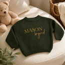 Baby knit sweater color options with custom embroidery