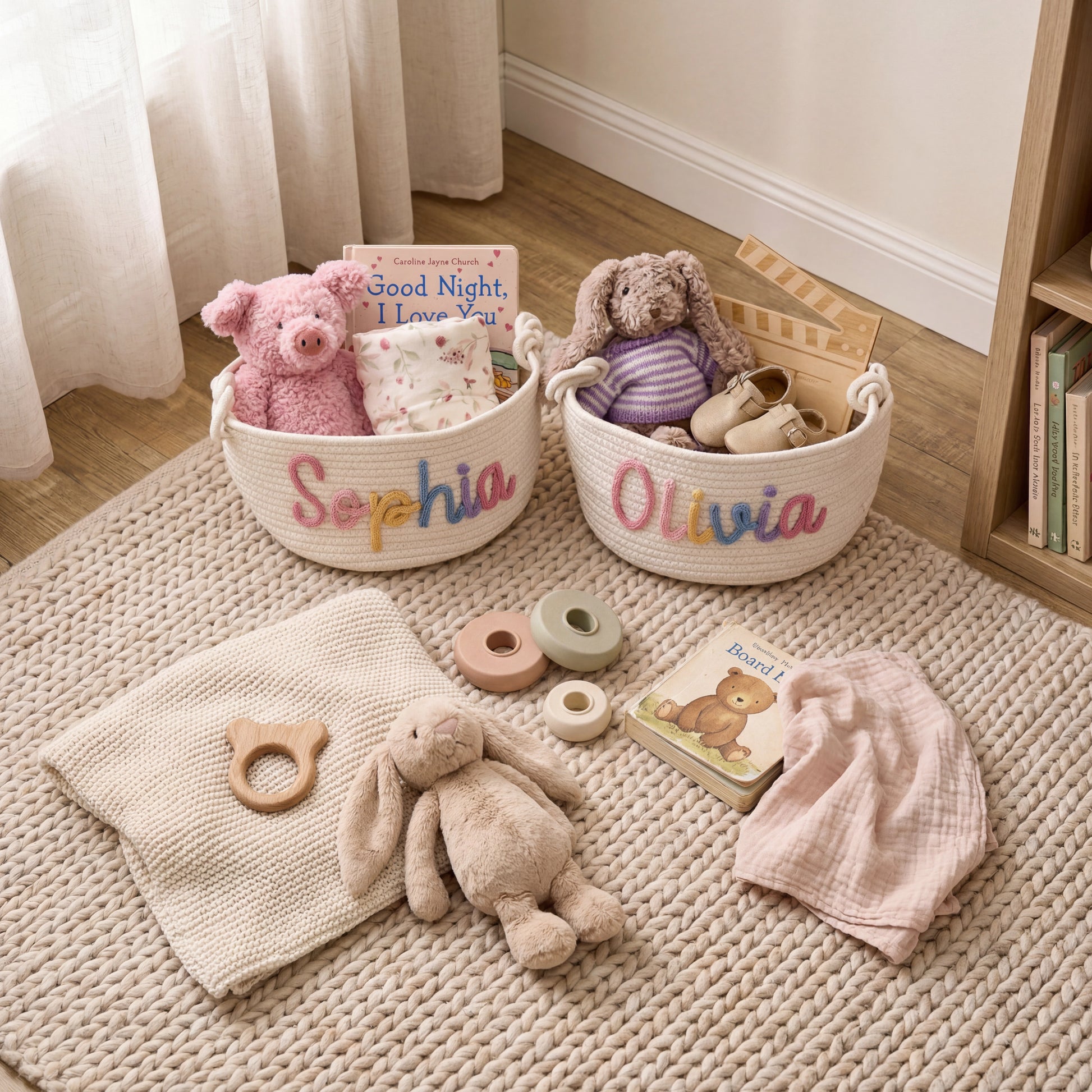 Personalized baby gift basket with baby name