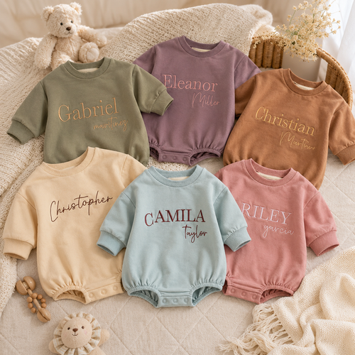 Personalized baby romper size guide for newborns and infants