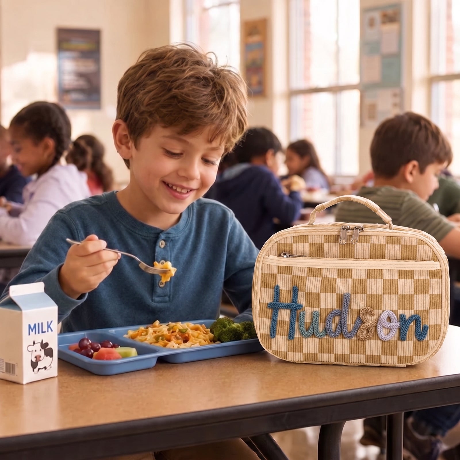 MamaRaya Personalized Checkerboard Strawberry Lunch Bag