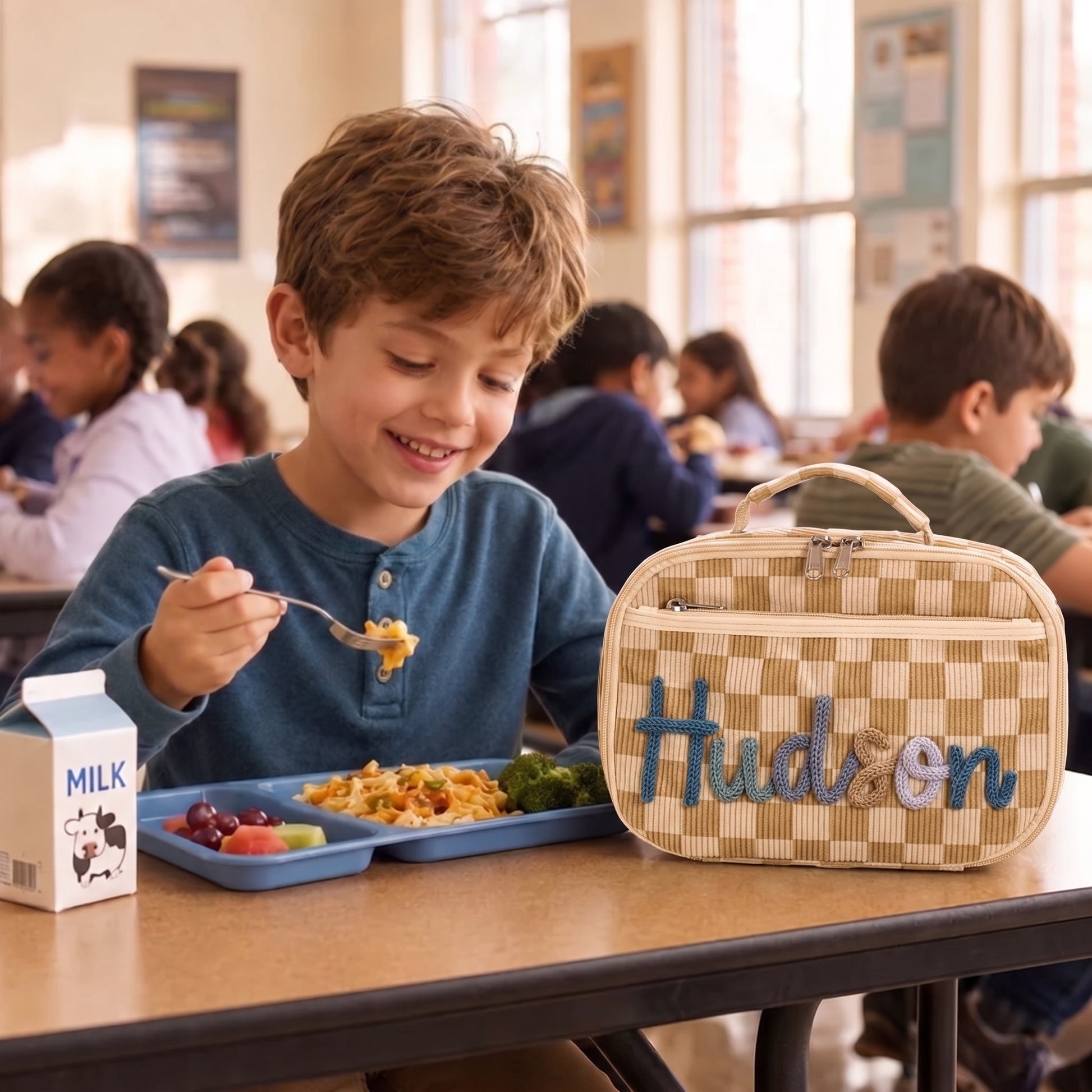MamaRaya Personalized Checkerboard Strawberry Lunch Bag