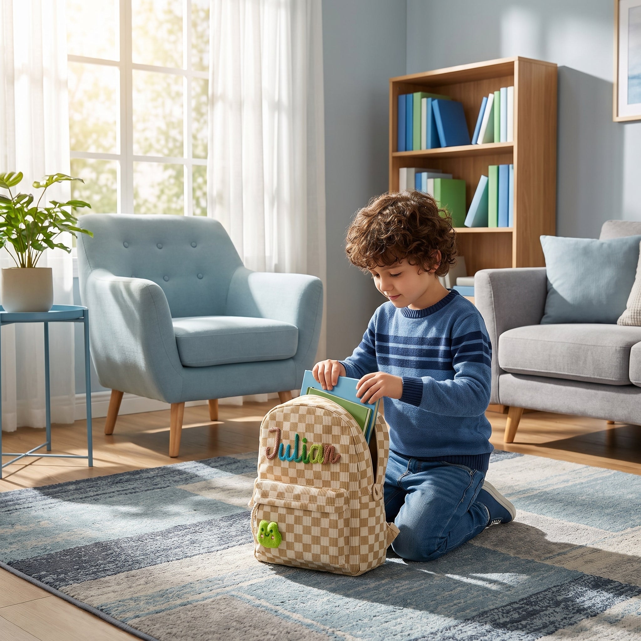 MamaRaya Personalized Patterned Corduroy Backpack