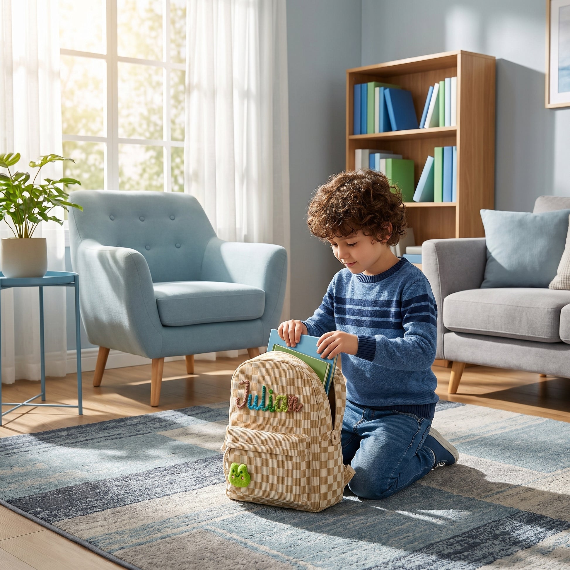 MamaRaya Personalized Patterned Corduroy Backpack