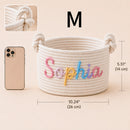 Medium personalized baby basket size chart for nursery storage