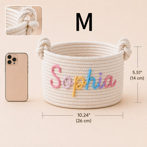 Medium personalized baby basket size chart for nursery storage