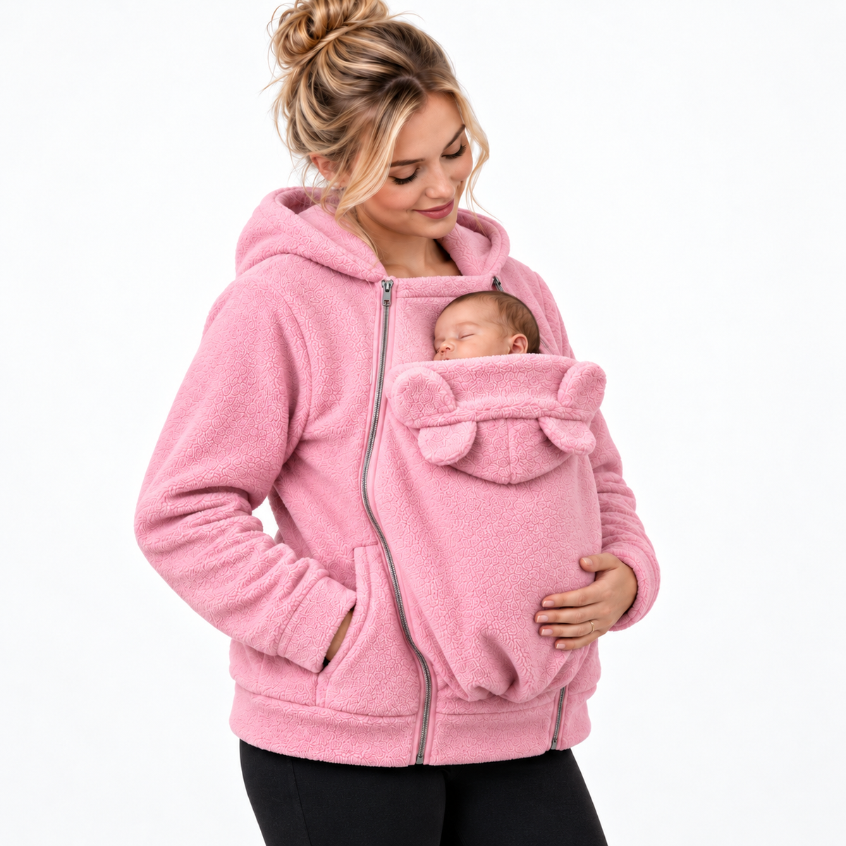 MamaRaya 2-in-1 Sherpa Fleece Babywearing Jacket