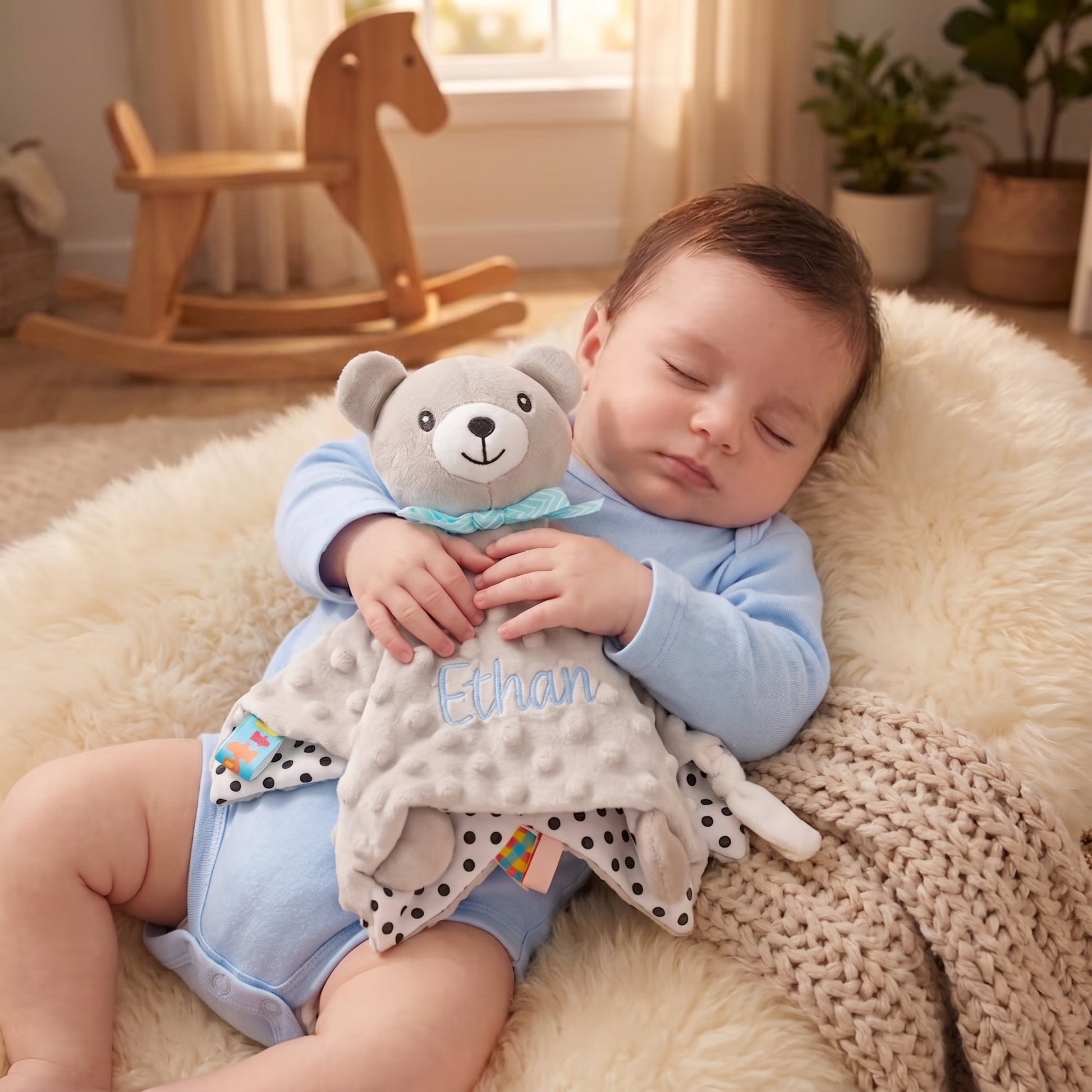 MamaRaya Personalized Baby Lovey Custom Name Security Blanket