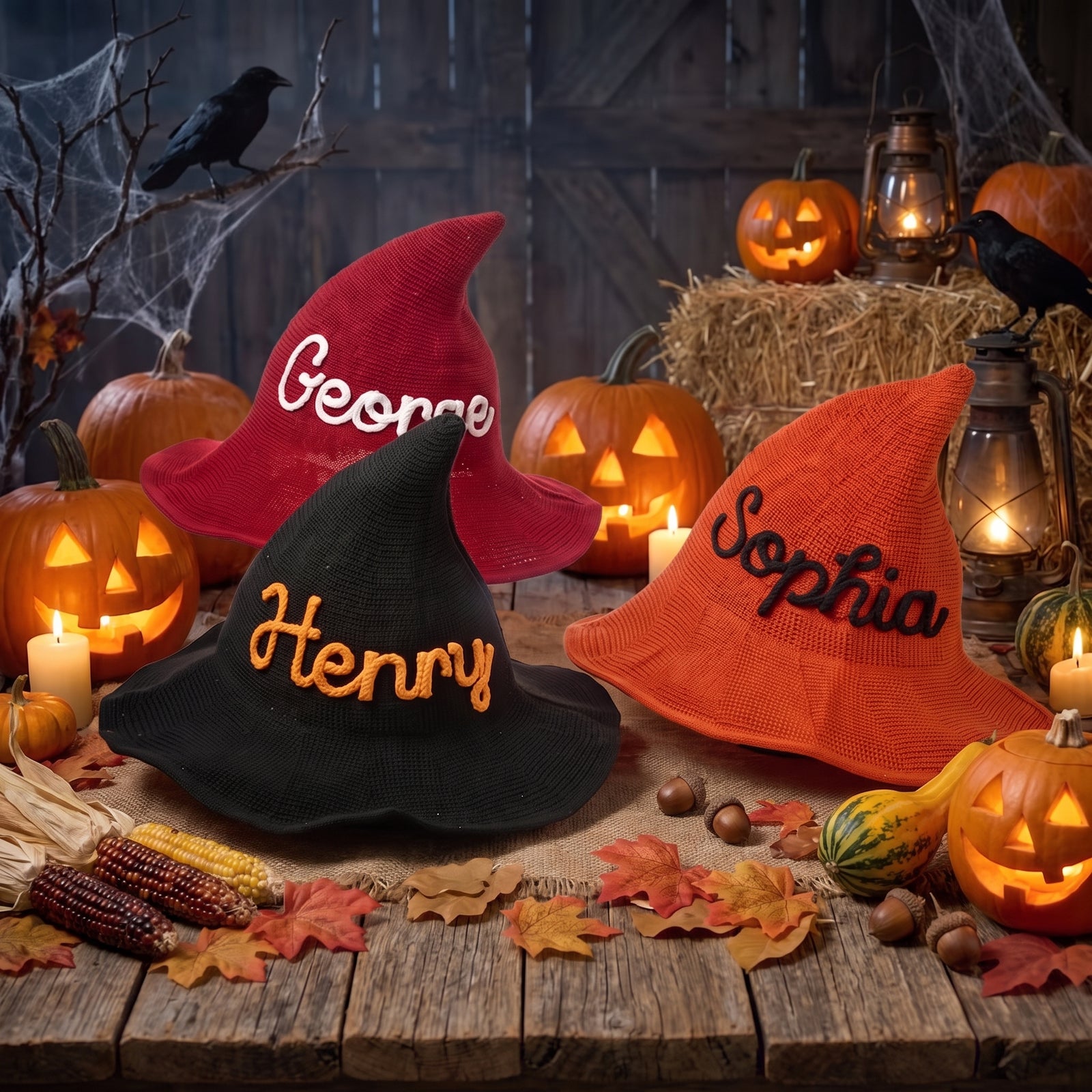 Mamaraya Personalized Halloween Witch Hat for Kids