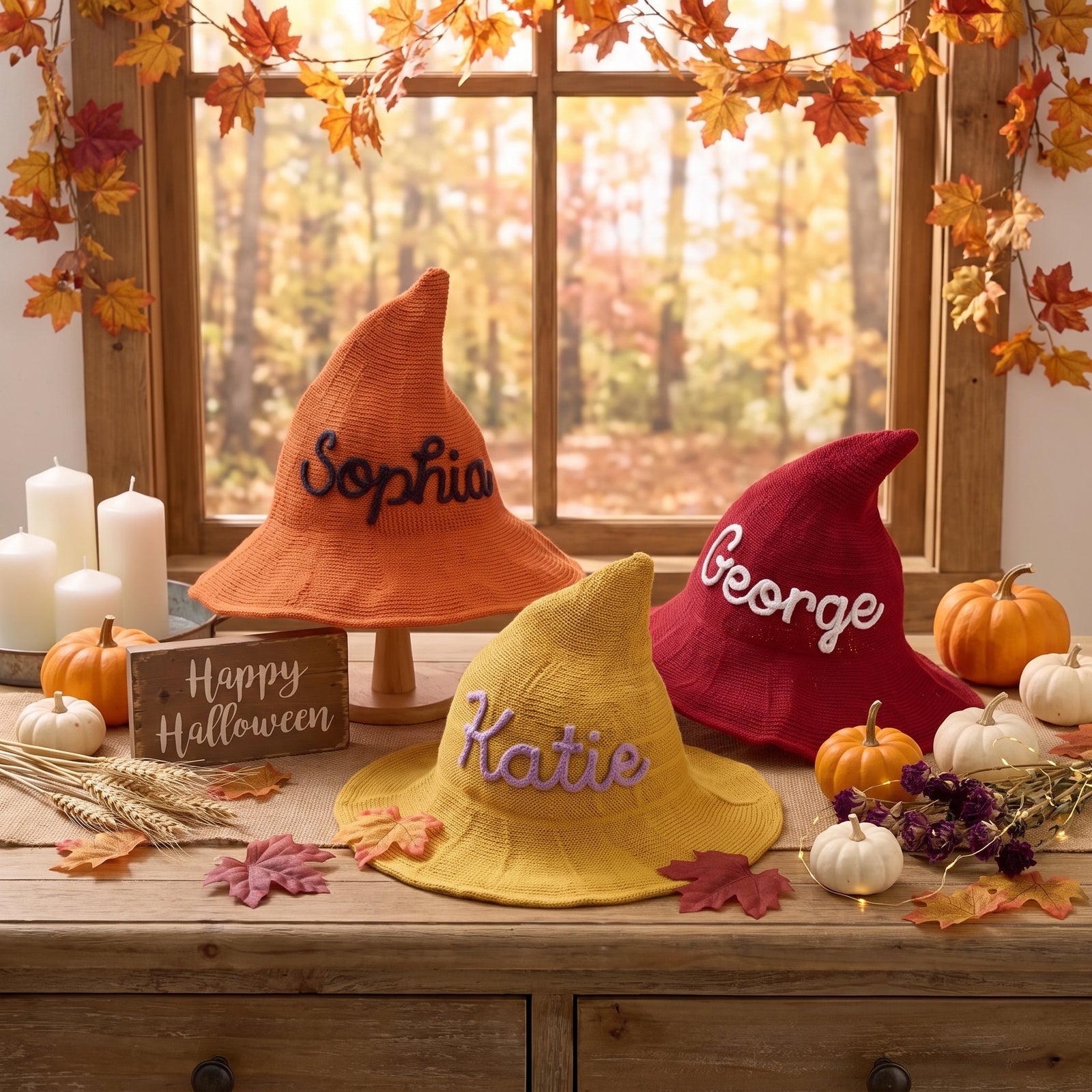 Mamaraya Personalized Halloween Witch Hat for Kids