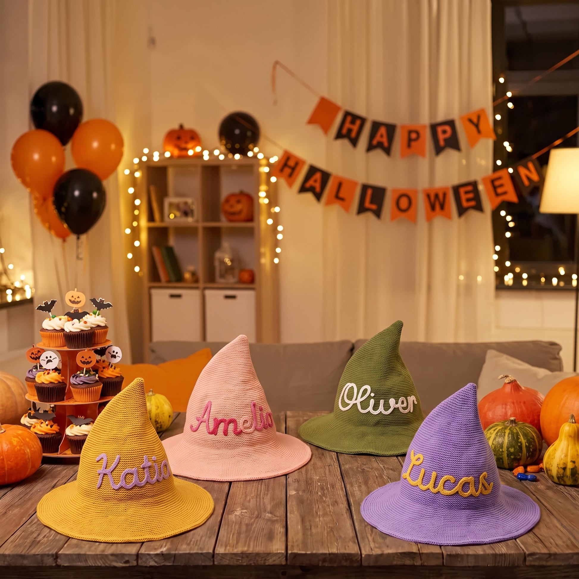 Mamaraya Personalized Halloween Witch Hat for Kids