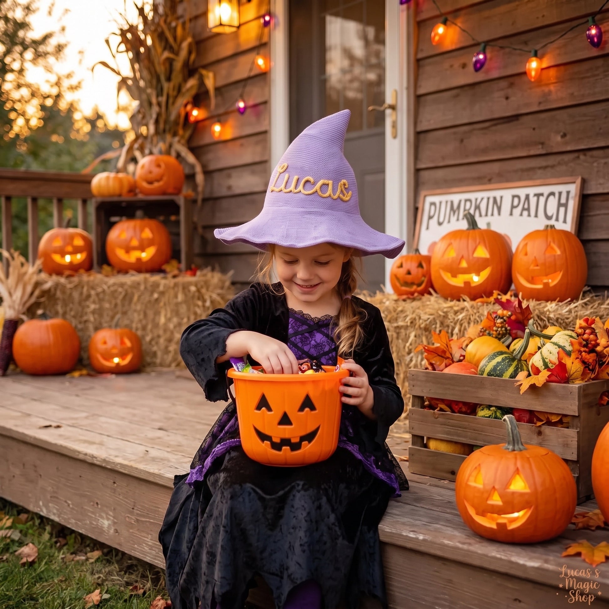 Mamaraya Personalized Halloween Witch Hat for Kids