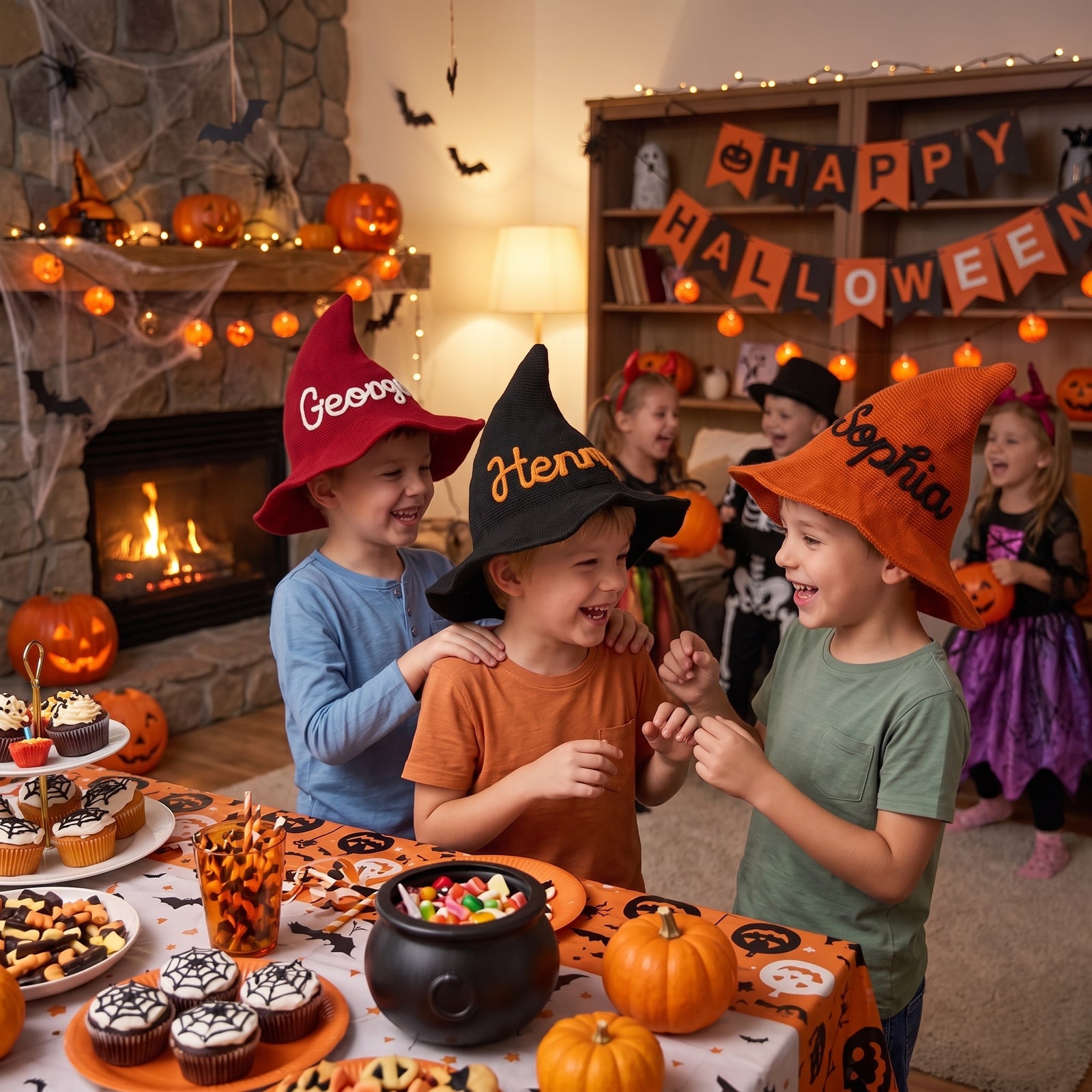 Mamaraya Personalized Halloween Witch Hat for Kids