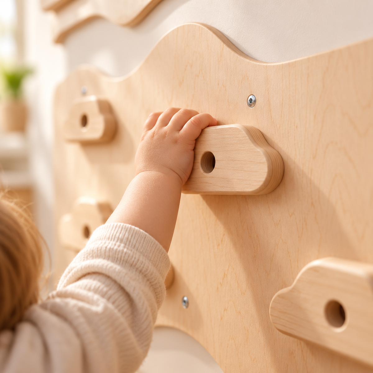MamaRaya Wooden Kids Climbing Wall Indoor Play Gym