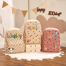 Personalized kids school bag with playful patterned corduroy fabric