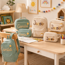 Personalized kids school set color options with backpack lunch bag and pencil case