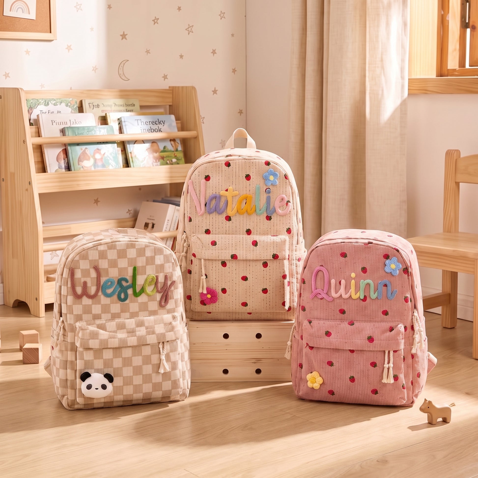 MamaRaya Personalized Patterned Corduroy Backpack