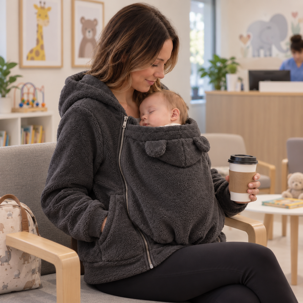 MamaRaya 2-in-1 Sherpa Fleece Babywearing Jacket