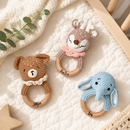 Crochet bee baby rattle for newborn sensory play