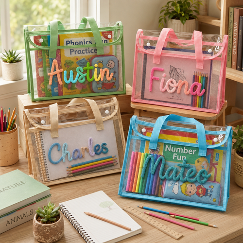 MamaRaya Personalized A4 Clear Handle Folder for Kids