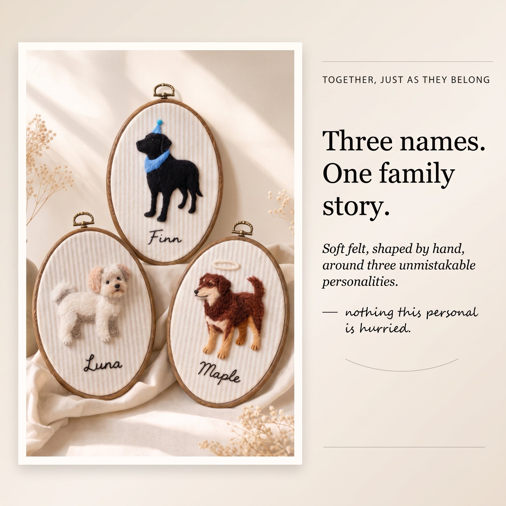 Mamaraya Personalized Felt Pet Portrait Hoop Art