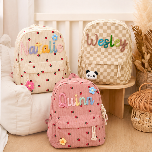 Custom yarn name backpack for kids school travel and playdates