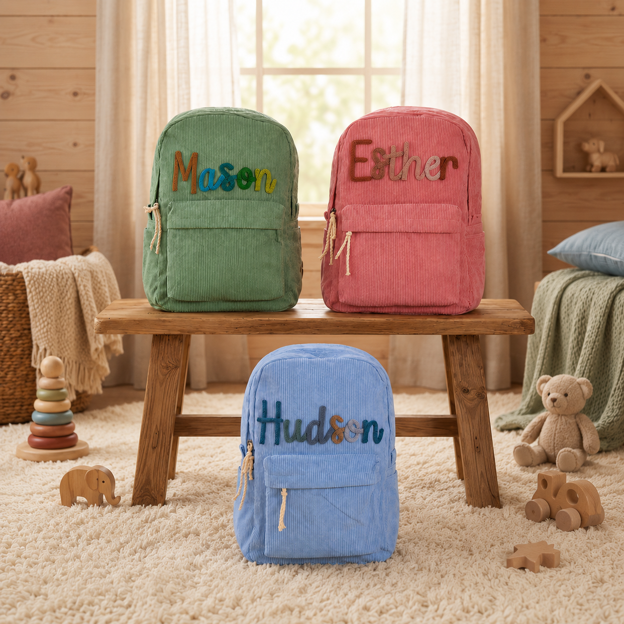 Personalized kids school bags in multiple colors for back to school