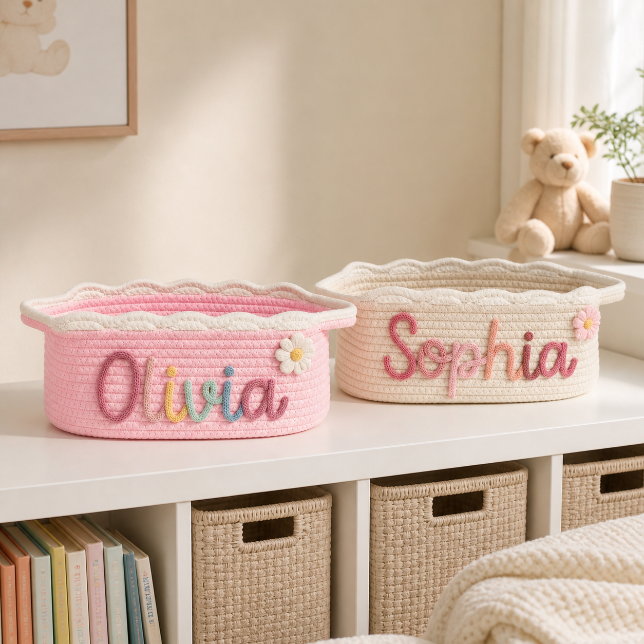 MamaRaya Personalized Cotton Rope Diaper Caddy