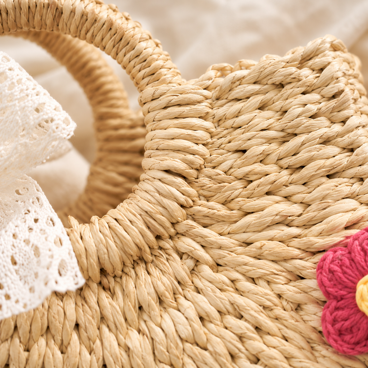 MamaRaya Personalized Kids Straw Beach Bag