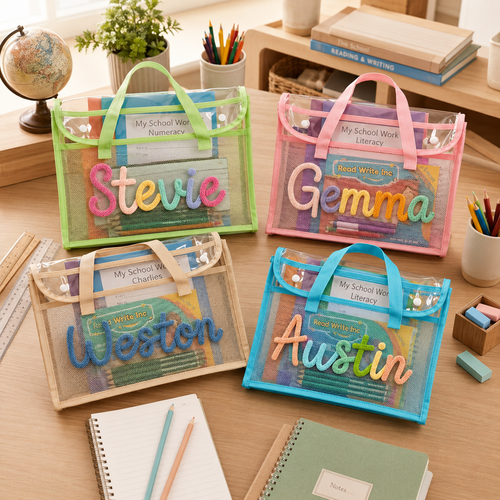 MamaRaya Personalized A4 Clear Handle Folder for Kids