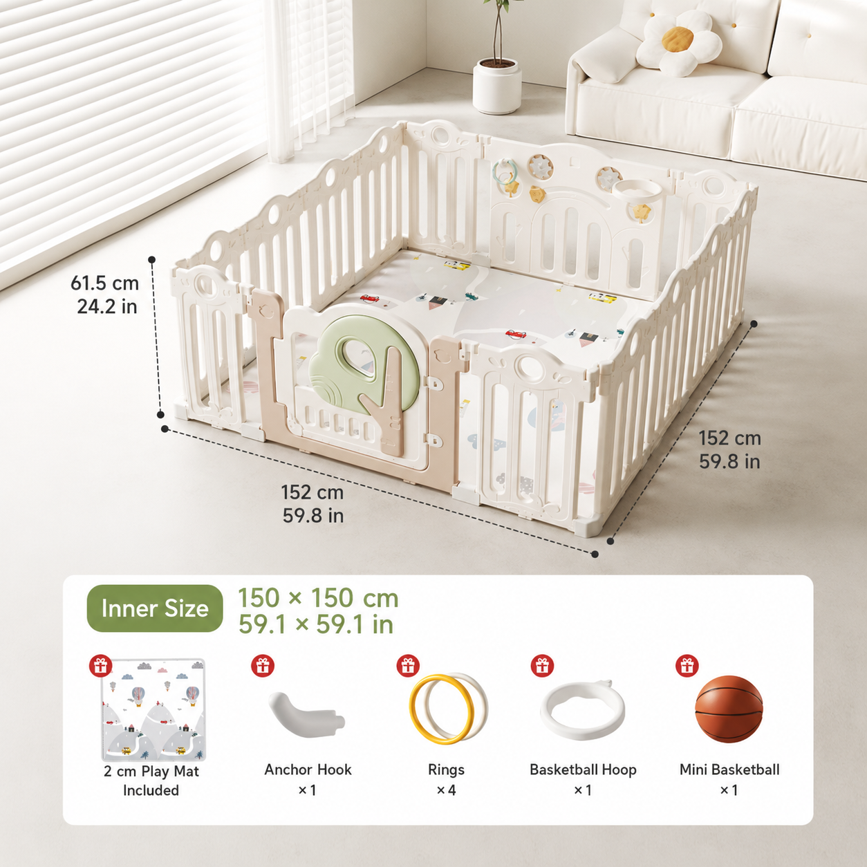 Mamaraya Foldable Toddler Playard Activity Center