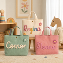 MamaRaya Personalized Corduroy Tote Bag for Kids