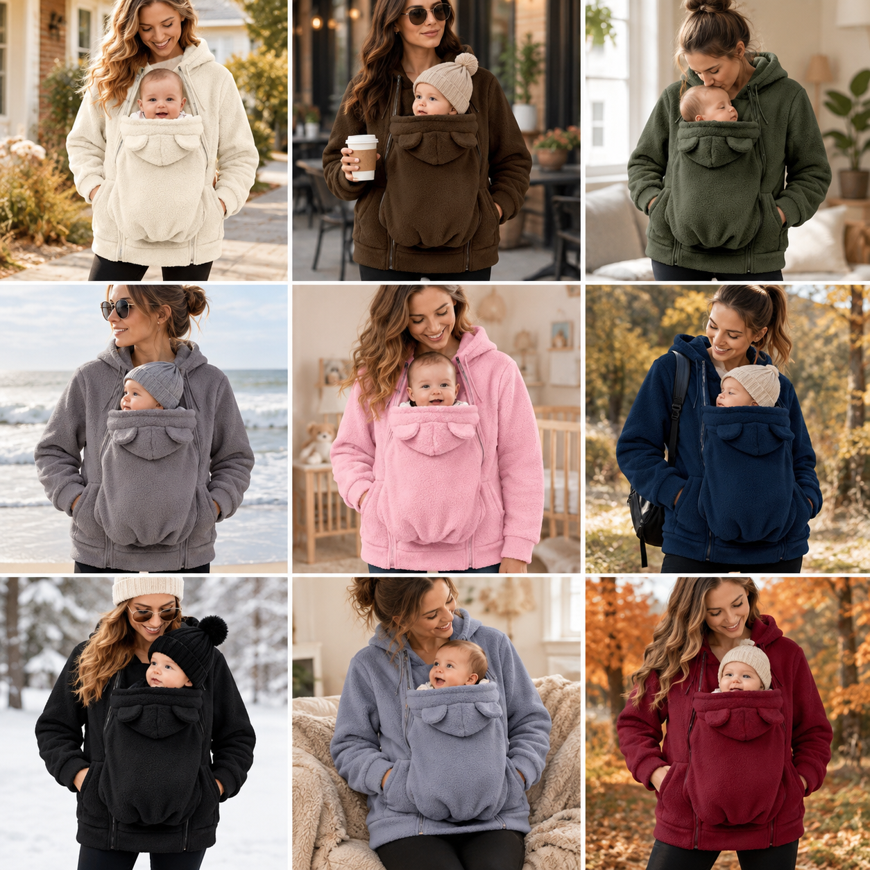 MamaRaya 2-in-1 Sherpa Fleece Babywearing Jacket