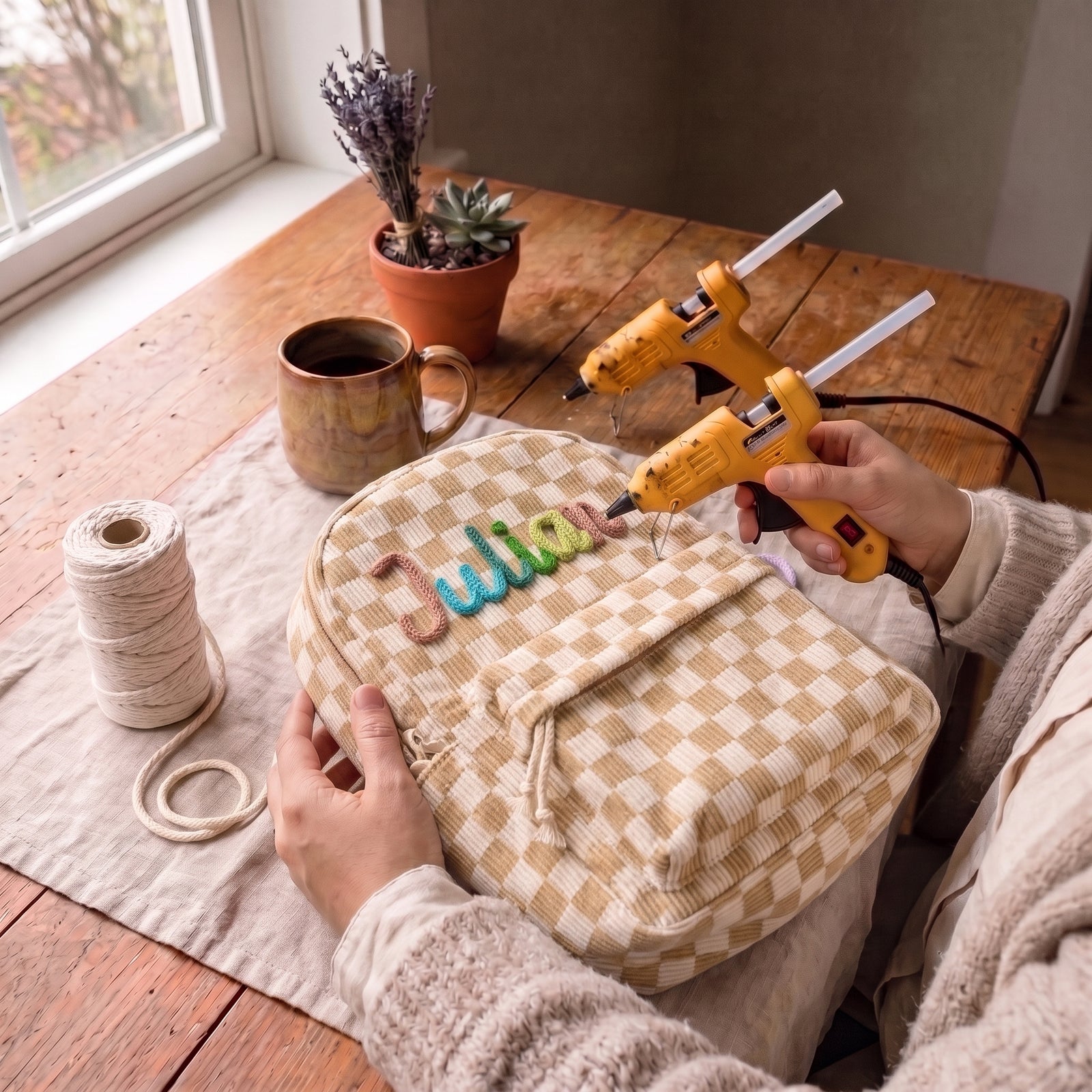 MamaRaya Personalized Patterned Corduroy Backpack