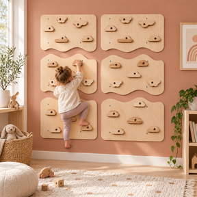 MamaRaya Wooden Kids Climbing Wall Indoor Play Gym