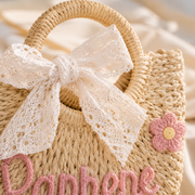 MamaRaya Personalized Kids Straw Beach Bag